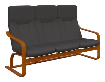 BO - 3 trojkřeslo, dřevěná kostra, moření třešeň, látka BORA 26, tm. šedý melír